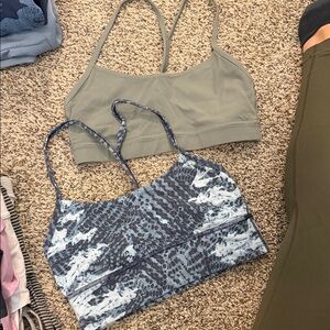 Blue and Gray Patterned Sports Bra